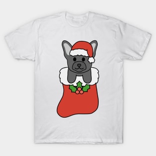 Christmas Black French Bulldog Stocking T-Shirt